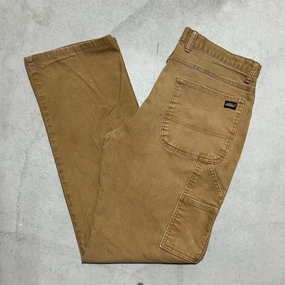 Dickies‎ Mens Carpenter Pants Duck Brown Canvas Utility Workwear Straight Leg